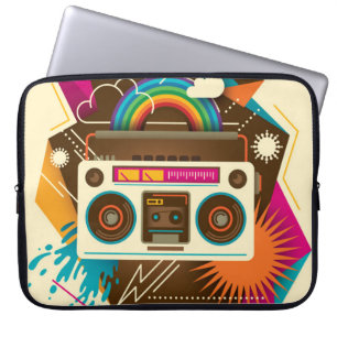Funda Para Portátil Ilustracion colorido de radio vintage abstracto