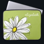 Funda Para Portátil Ilustracion Daisy Floral de moda - cal y amarillo<br><div class="desc">Una obra de arte zen y caprichosa,  hipster. Puede añadir un nombre,  un monograma u otro texto personalizado. Si necesita mover el dibujo,  haga clic en el botón personalizar para realizar cambios.</div>