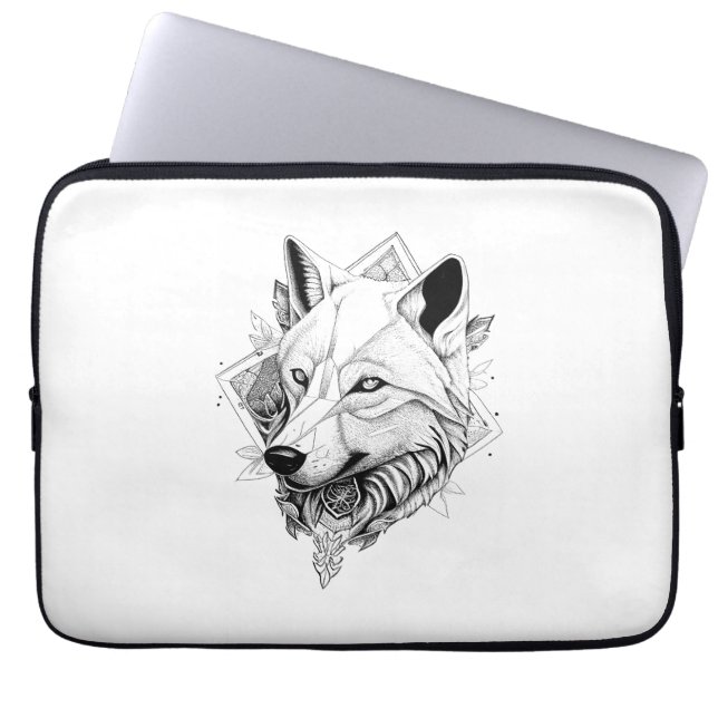 Funda Para Portátil Ilustracion de arte de Wolf Wild Animal Nature (Frente)