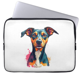 Funda Para Portátil Ilustración de arte pop de retrato de perro colori