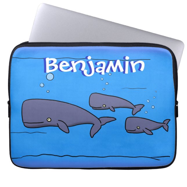 Funda Para Portátil Ilustracion de ballenas personalizados migratorias (Frente)