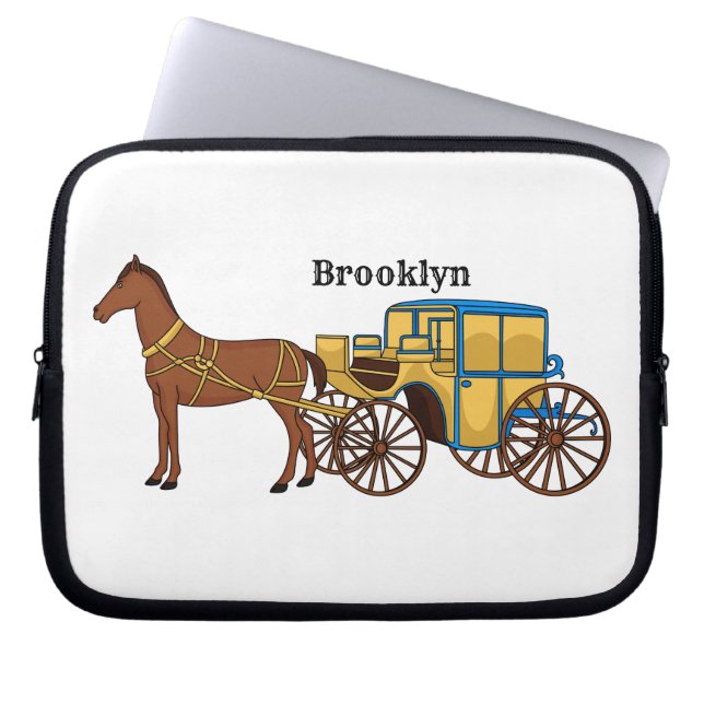 Funda Para Portátil Ilustracion de caballos y carruajes reales (Frente)