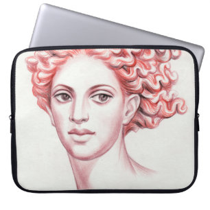 Funda Para Portátil Ilustracion de cabeza de cabeza de mujer pelirroja