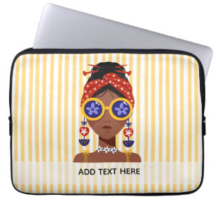 Funda Para Portátil Ilustración de cabeza de mujer colorida en computa