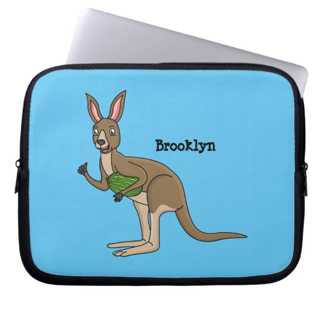 Funda Para Portátil Ilustracion de canguro australiano bastante feliz (Frente)