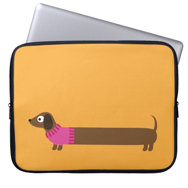 Funda Para Portátil Ilustracion de Cute Long Dachshund (Frente)