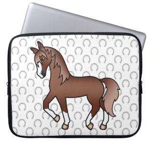 Funda Para Portátil Ilustración de dibujos animados de caballo al trot