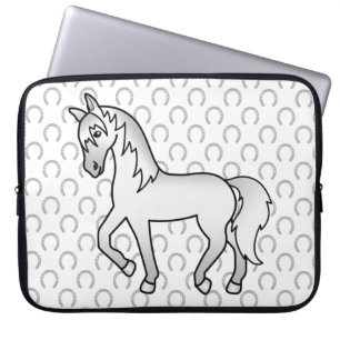 Funda Para Portátil Ilustración de dibujos animados de caballo trotón