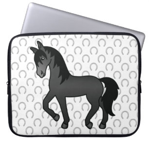 Funda Para Portátil Ilustración de dibujos animados de caballo trotón 