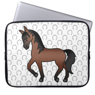 Funda Para Portátil Ilustración de dibujos animados de caballo trotón