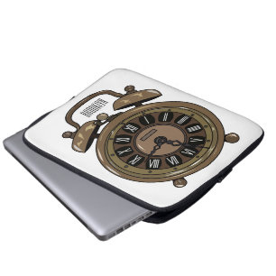 Funda Para Portátil Ilustración de dibujos animados de reloj de alarma