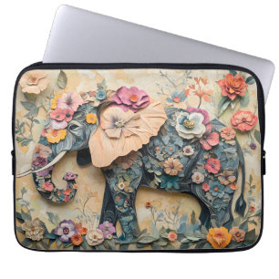 Funda Para Portátil Ilustracion de elefantes florales