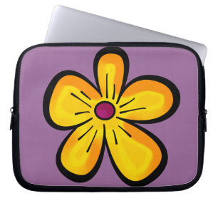 Funda Para Portátil Ilustración de Flor Amarilla Linda