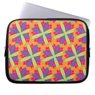 Funda Para Portátil ilustracion de formas florales naranjas