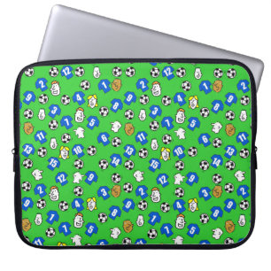 Funda Para Portátil Ilustracion de Fútbol, Camisetas azules y fans