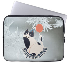 Funda Para Portátil Ilustración de gato Stay Pawsitive Moderna Neopren