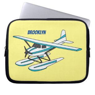 Funda Para Portátil Ilustracion de hidroavión azul blanco