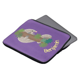 Funda Para Portátil Ilustracion de hormigón de pangolin feliz