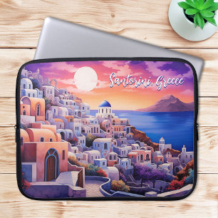Funda Para Portátil Ilustracion de la isla de Santorini Arte de viaj