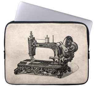 Funda Para Portátil Ilustracion de la máquina de coser de los 1800s
