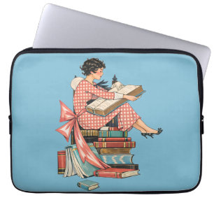 Funda Para Portátil Ilustración de lector de libros antiguos