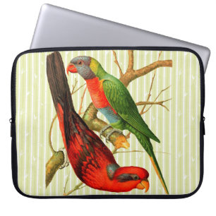 Funda Para Portátil Ilustracion de loros tropicales de color vintage