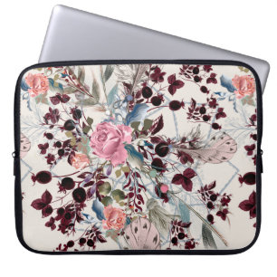 Funda Para Portátil Ilustracion de moda bo-ho con flores subió y p
