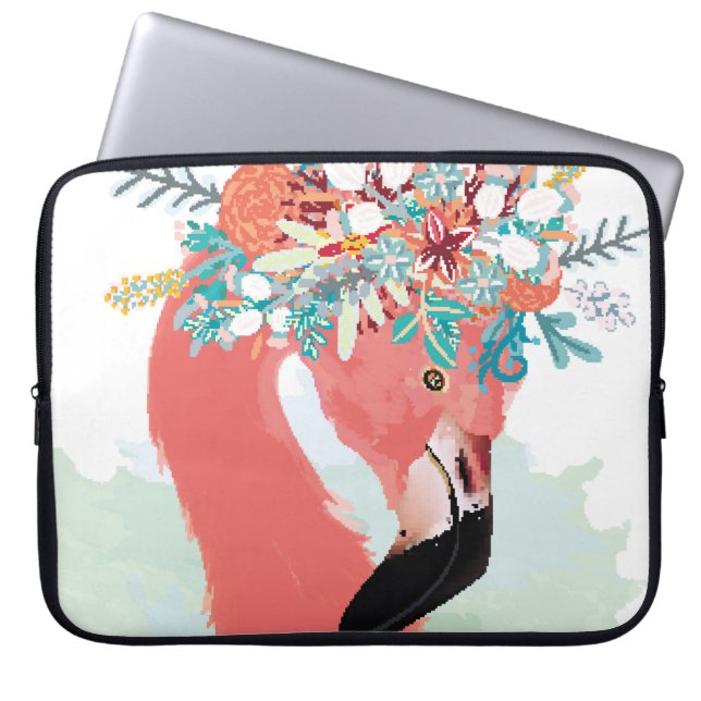 Funda Para Portátil Ilustracion de moda con flamingoflami rosa dibujad (Frente)
