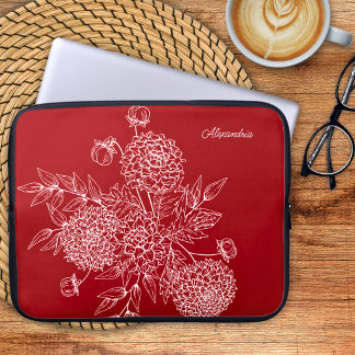 Funda Para Portátil Ilustración de Monograma Floral