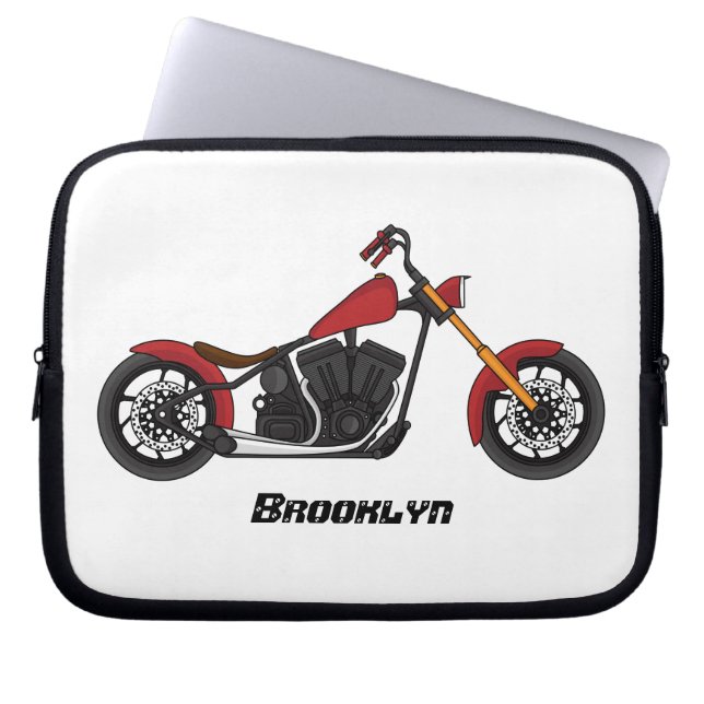 Funda Para Portátil Ilustracion de motocicleta estilo helicóptero (Frente)