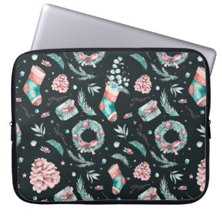 Funda Para Portátil Ilustracion de navidades de acuarela de época