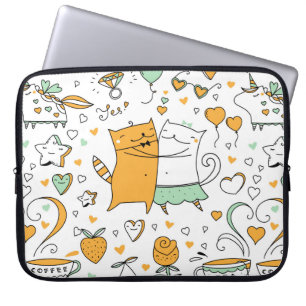 Funda Para Portátil Ilustracion de pareja de gatos. animales de gatito