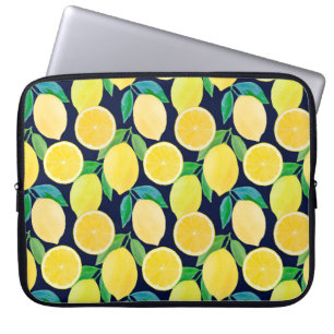 Funda Para Portátil Ilustracion de patrón de cosecha de limón de acuar