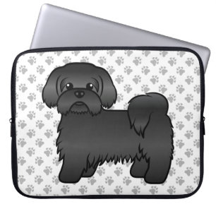 Funda Para Portátil Ilustracion de perro chiita negro Tzu lindo