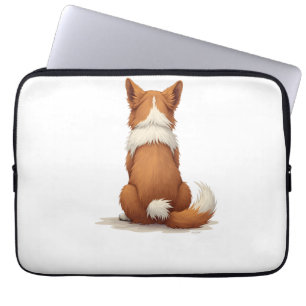 Funda Para Portátil Ilustración de perro vista trasera vintage sobre f