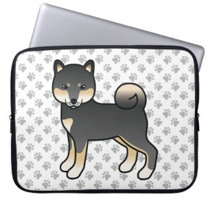 Funda Para Portátil Ilustracion de perros de dibujos animados Black An