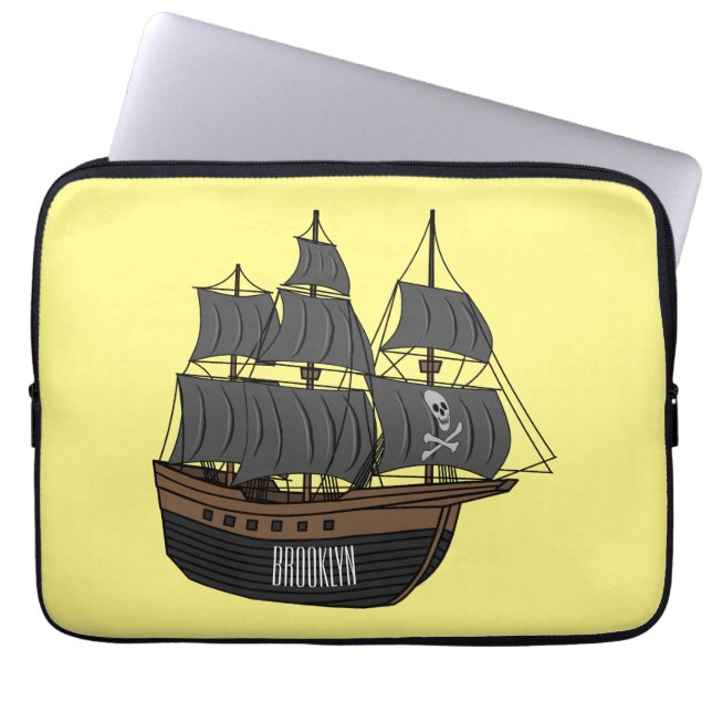 Funda Para Portátil Ilustracion de personalizado de buques piratas (Frente)
