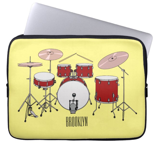 Funda Para Portátil Ilustracion de personalizado de kit de tambor (Frente)