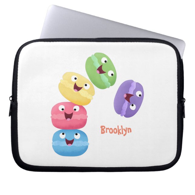 Funda Para Portátil Ilustracion de personalizado de macarons graciosos (Frente)