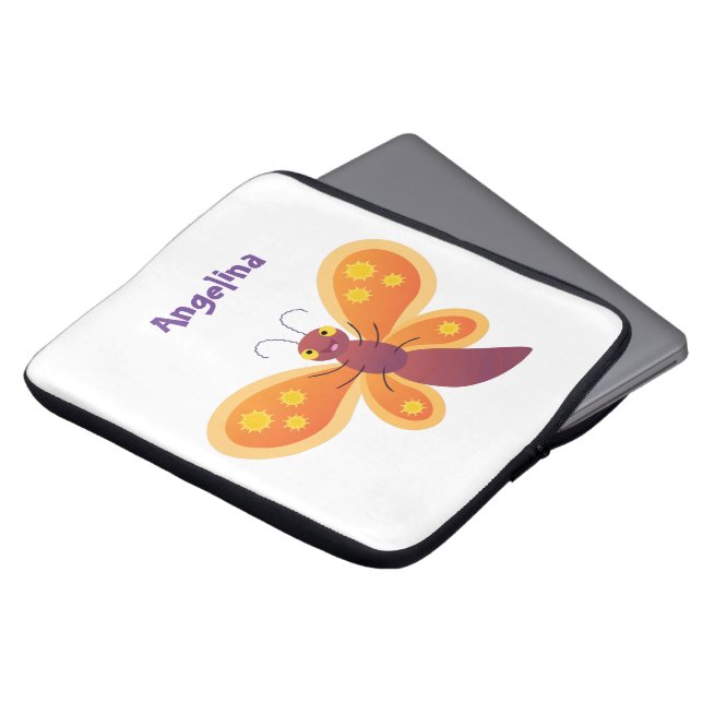Funda Para Portátil Ilustracion de personalizado de mariposa naranja f (Superior anverso)