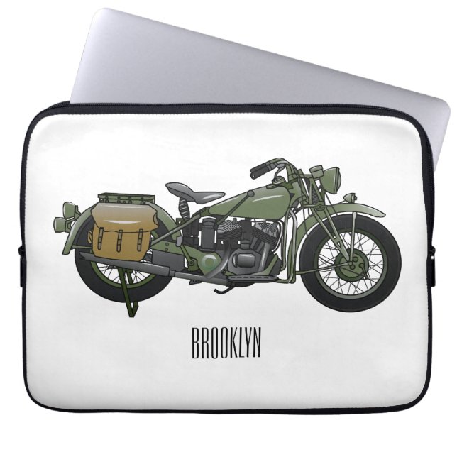 Funda Para Portátil Ilustracion de personalizado de motocicleta de cru (Frente)