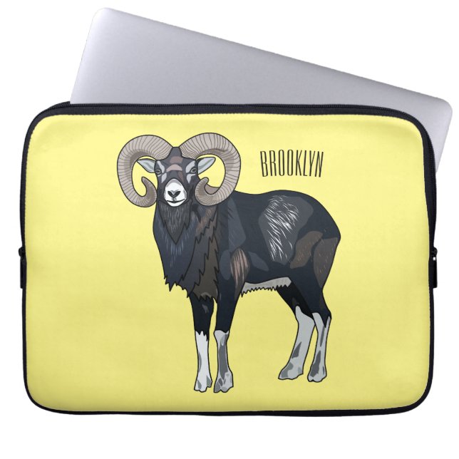 Funda Para Portátil Ilustracion de personalizado de ovino Mouflon (Frente)
