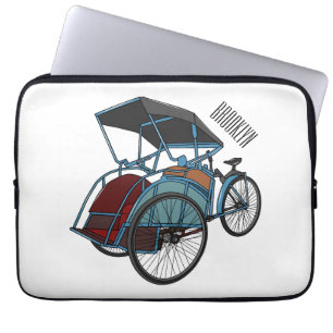 Funda Para Portátil Ilustracion de personalizado de rickshaw en bicicl