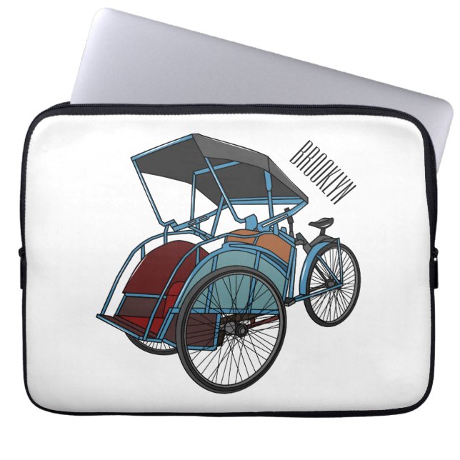 Funda Para Portátil Ilustracion de personalizado de rickshaw en bicicl (Frente)