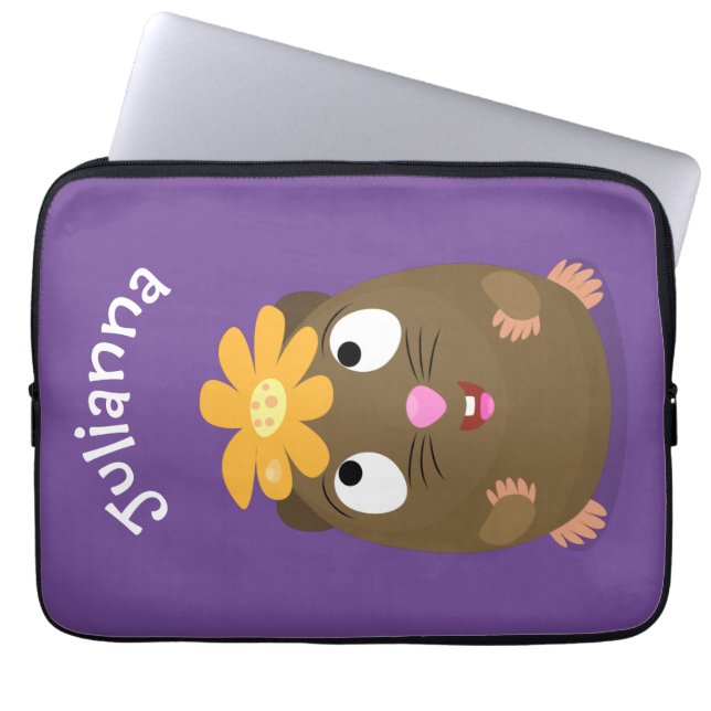 Funda Para Portátil Ilustracion de personalizado feliz de conejillo de (Frente)