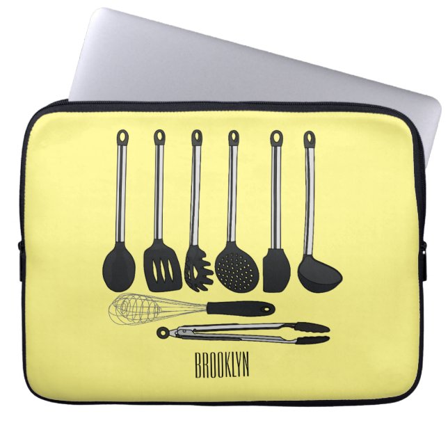 Funda Para Portátil Ilustracion de personalizados utensiales de cocina (Frente)