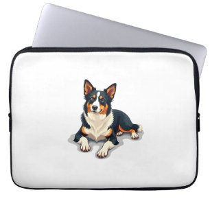Funda Para Portátil Ilustración de retrato de Border Collie tricolor v