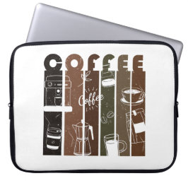 Funda Para Portátil Ilustración de tipografía de café vintage dibujada