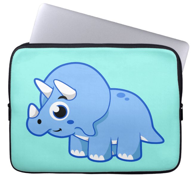 Funda Para Portátil Ilustracion De Un Dinosaurio Triceratops. (Frente)