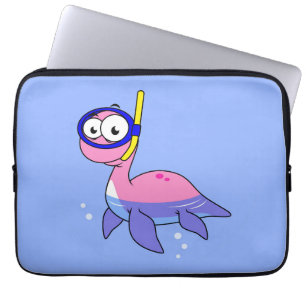 Funda Para Portátil Ilustracion De Un Monstruo De Buceo De Loch Ness.